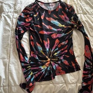 Sheer multicolor swirl Long Sleeve Top